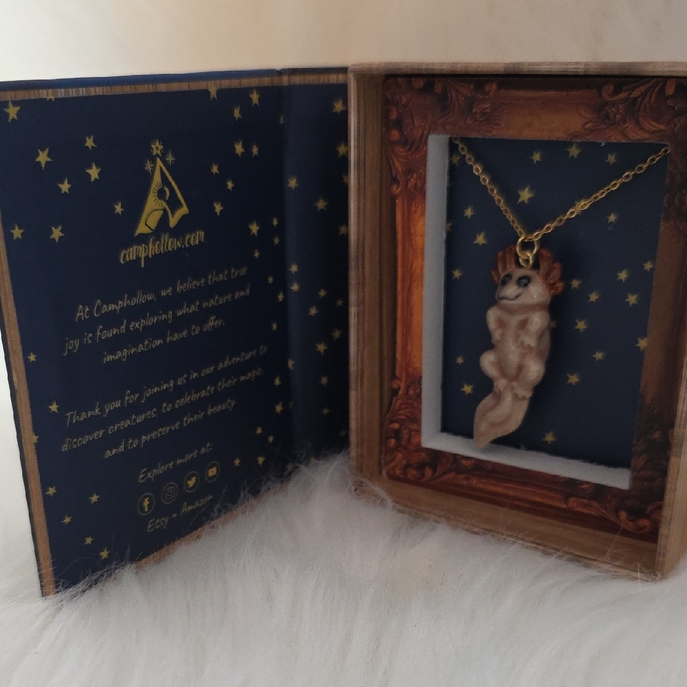Porcelain Axolotl Pendant Necklace By Camp Hollow